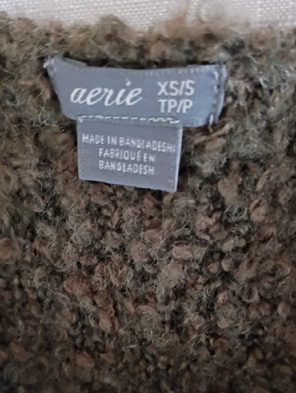 aerie Women's Olive Taupe Bouclé Open-Front Cardigan Size XS - Picture 4 of 8